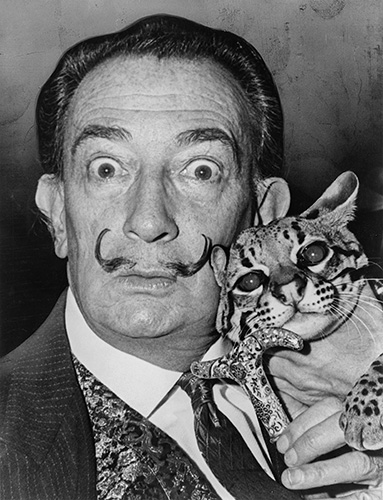 Dalí Holding His Pet Ocelot, Babou